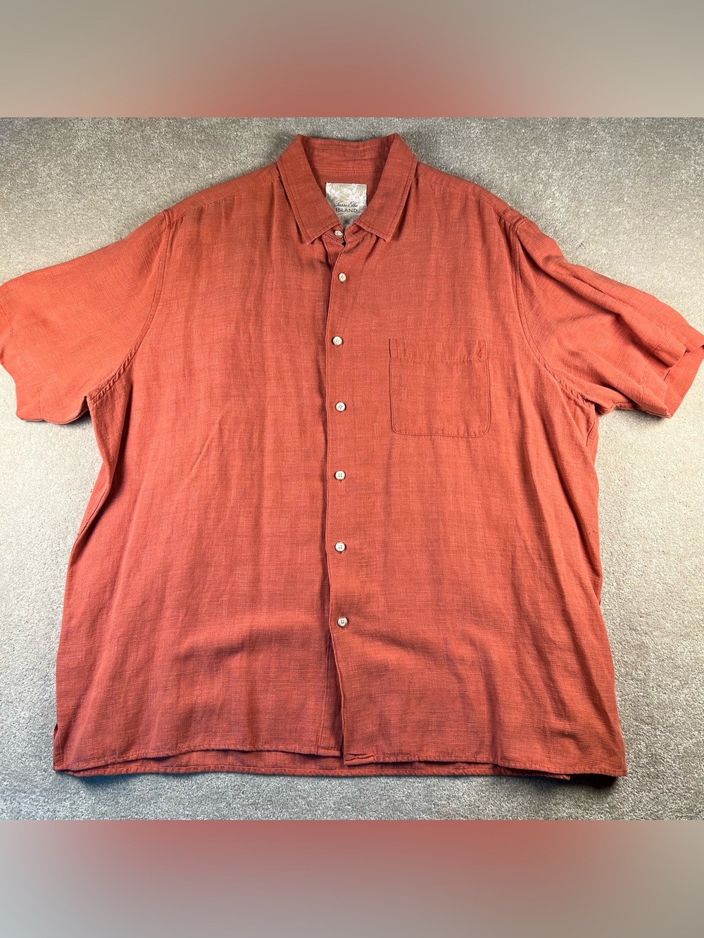 Tasso Elba Silk Linen Button Up Shirt Orange Short Sleeve Lightweight men's XXL